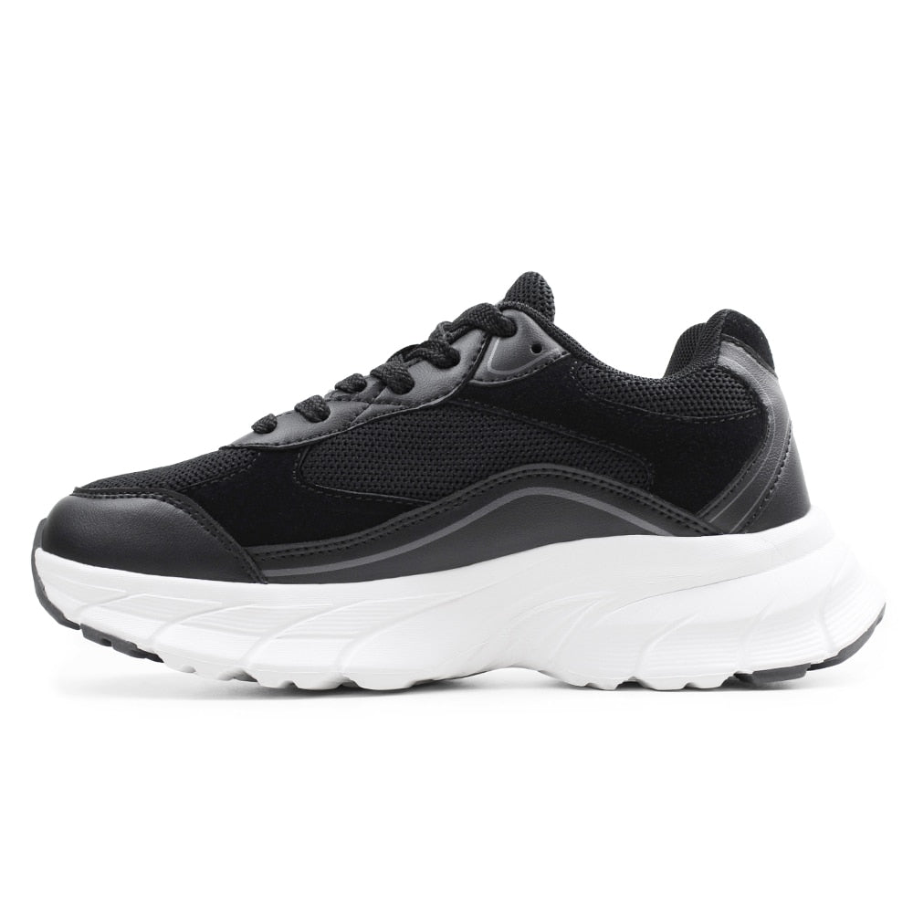 Minfot Joy Sneakers Dame Mesh Semsket skinn Svart Hvit