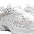 Minfot Joy Sneakers Dame Mesh Semsket skinn Hvit
