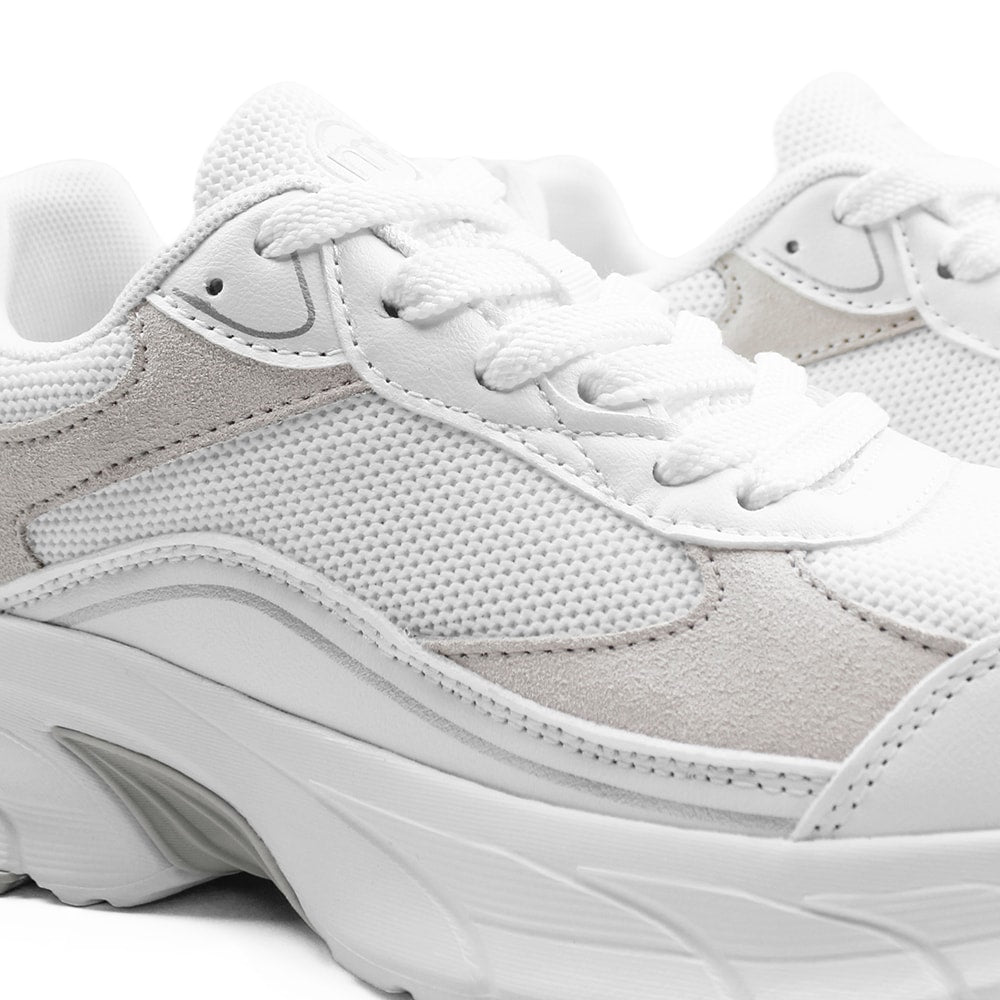 Minfot Joy Sneakers Dame Mesh Semsket skinn Hvit