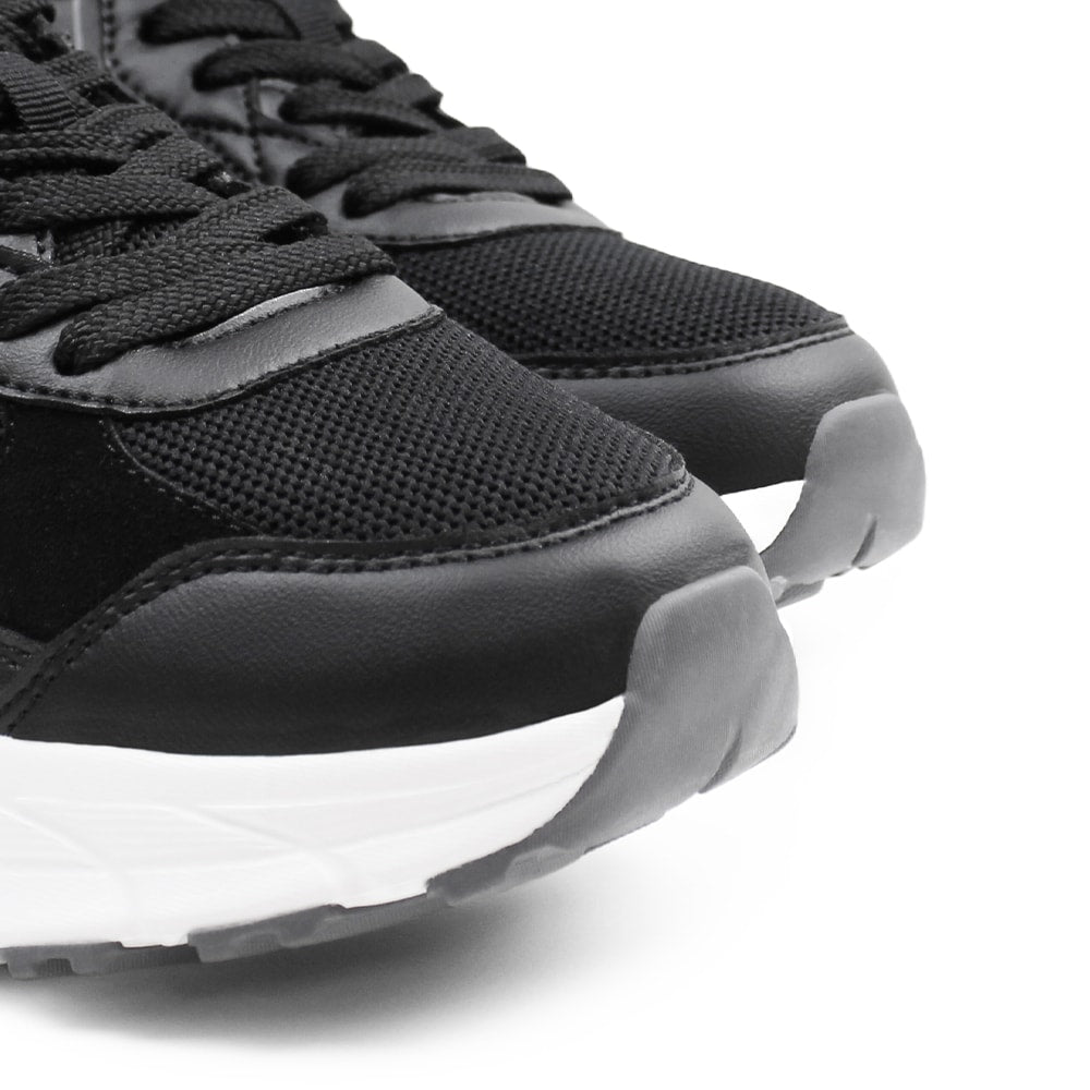 Minfot Joy Sneakers Dame Mesh Semsket skinn Svart Hvit