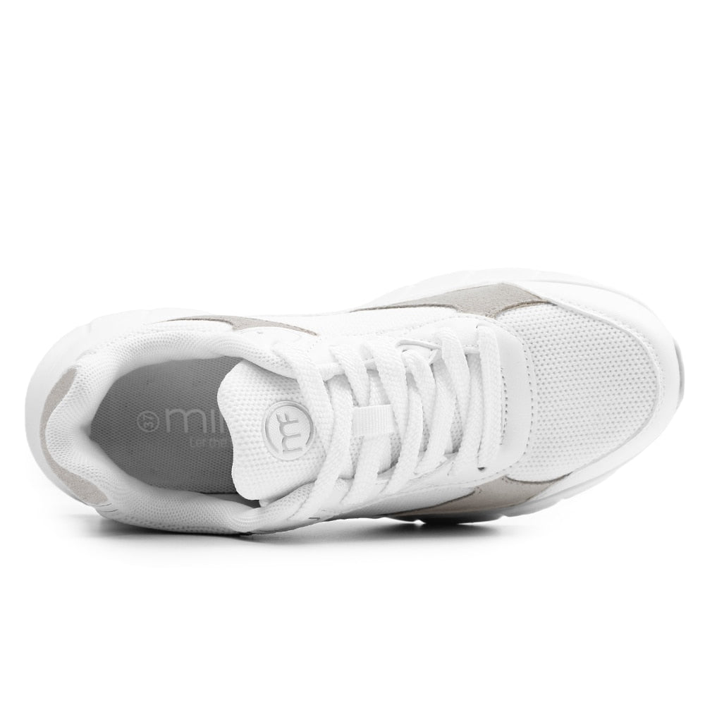 Minfot Joy Sneakers Dame Mesh Semsket skinn Hvit
