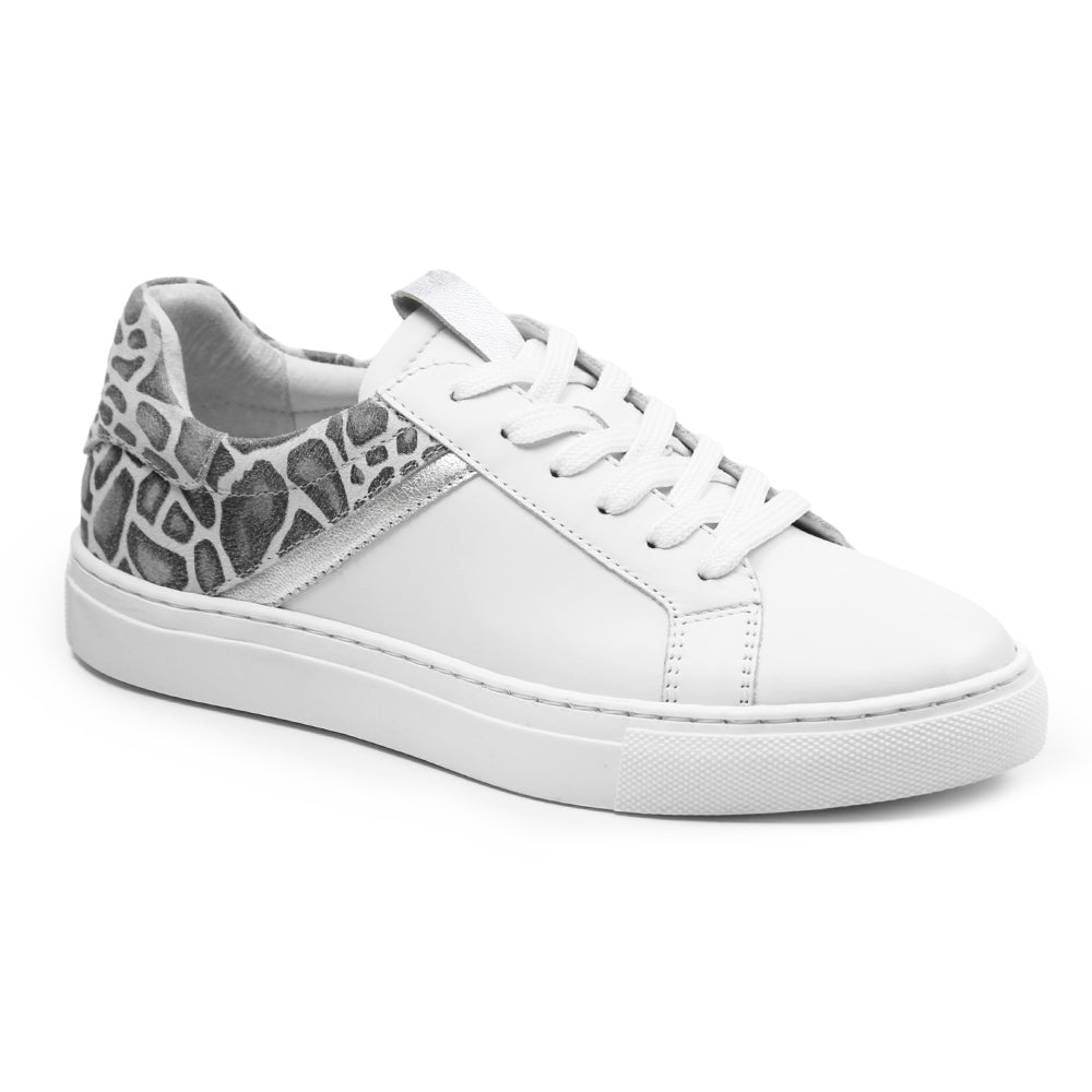 Minfot Comfort Sneakers Skinn Leopard Hvit