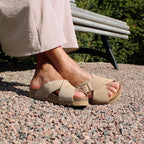 Minfot Cross Sandaler Dame Semsket skinn Sand