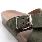 Minfot Cross Sandaler Dame Semsket Skinn Grønn