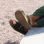 Minfot Cross Sandaler Dame Semsket Skinn Grønn