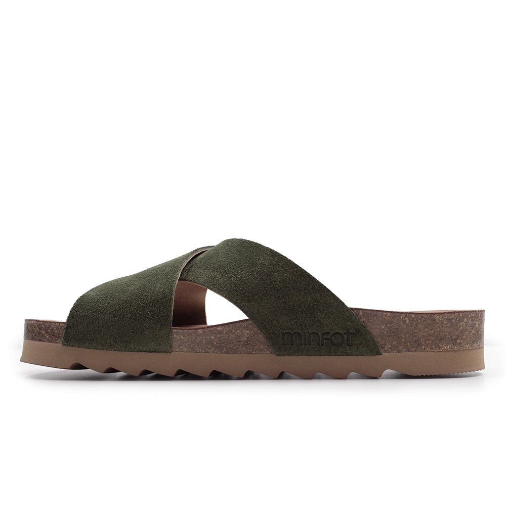 Minfot Cross Sandaler Dame Semsket Skinn Grønn