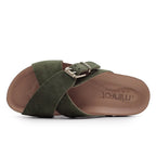 Minfot Cross Sandaler Dame Semsket Skinn Grønn