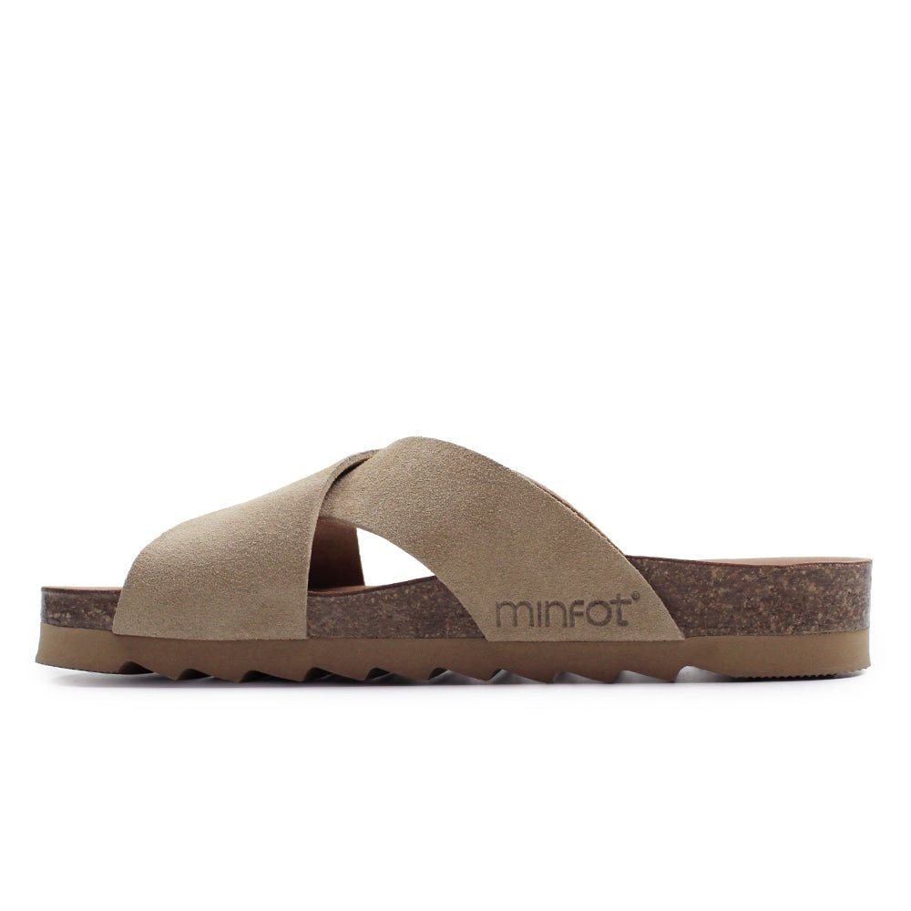 Minfot Cross Sandaler Dame Semsket skinn Sand