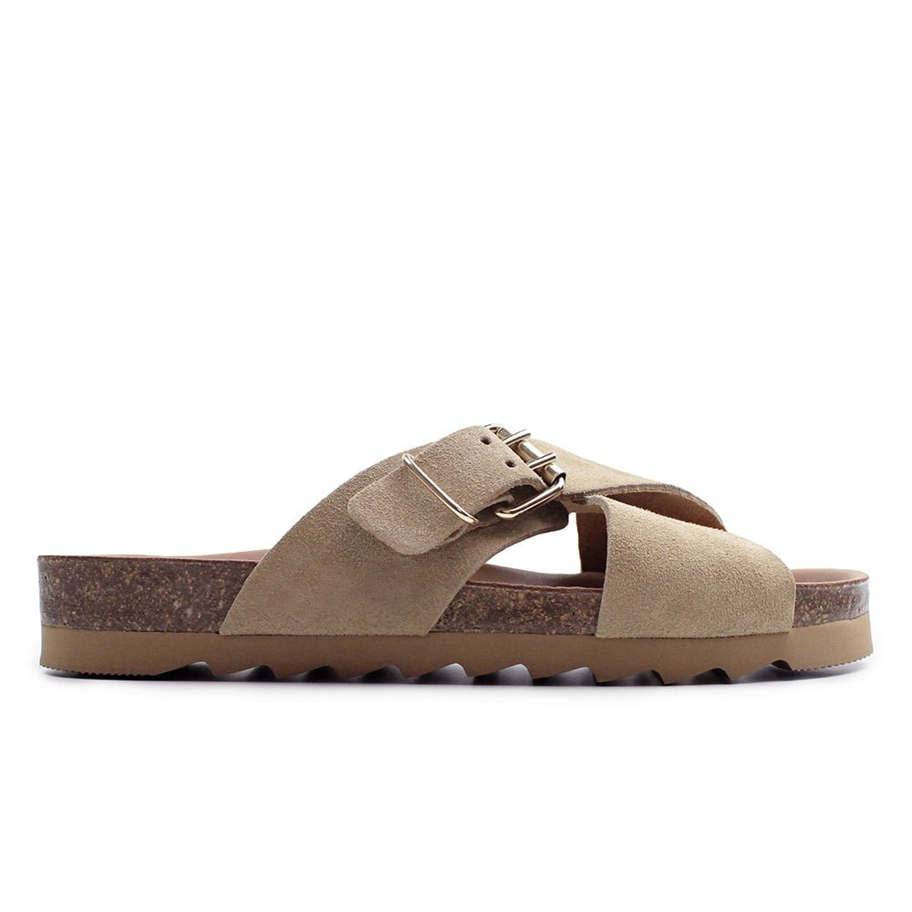 Minfot Cross Sandaler Dame Semsket skinn Sand