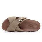 Minfot Cross Sandaler Dame Semsket skinn Sand