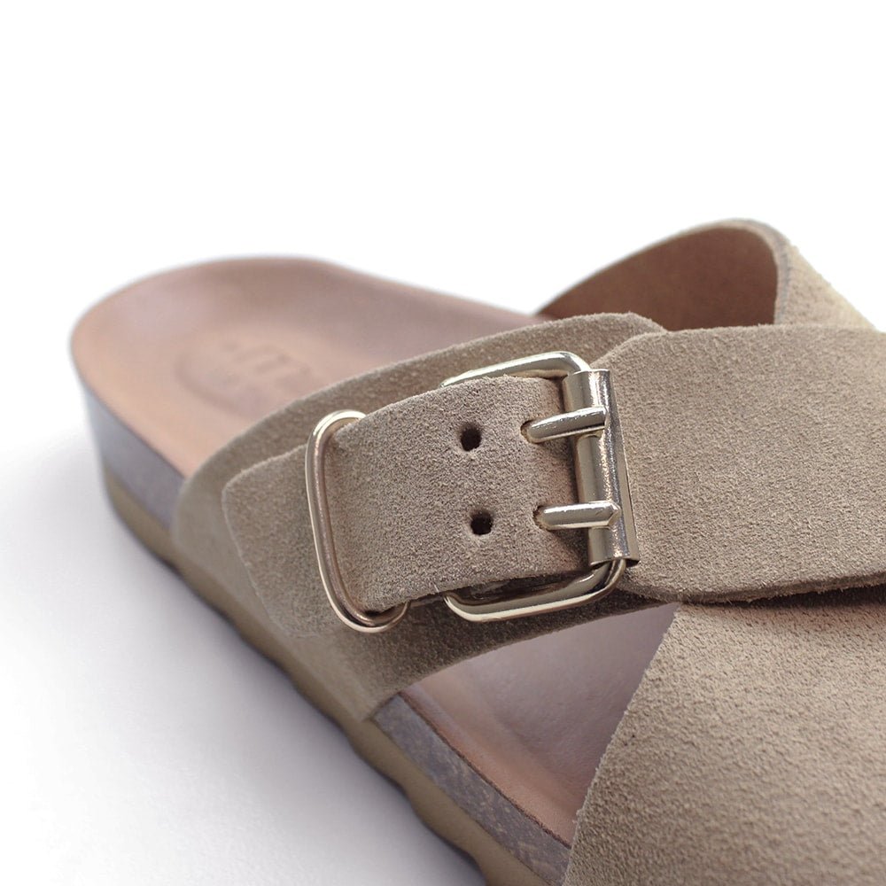 Minfot Cross Sandaler Dame Semsket skinn Sand