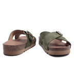 Minfot Cross Sandaler Dame Semsket Skinn Grønn