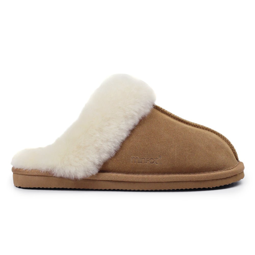 Produktbild 3 - Minfot Fårskinnstofflor Slip-On Duved med sula Caramel
