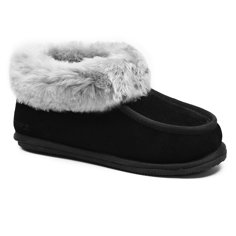 Minfot Saueskinntøfler Koster med såle Svart