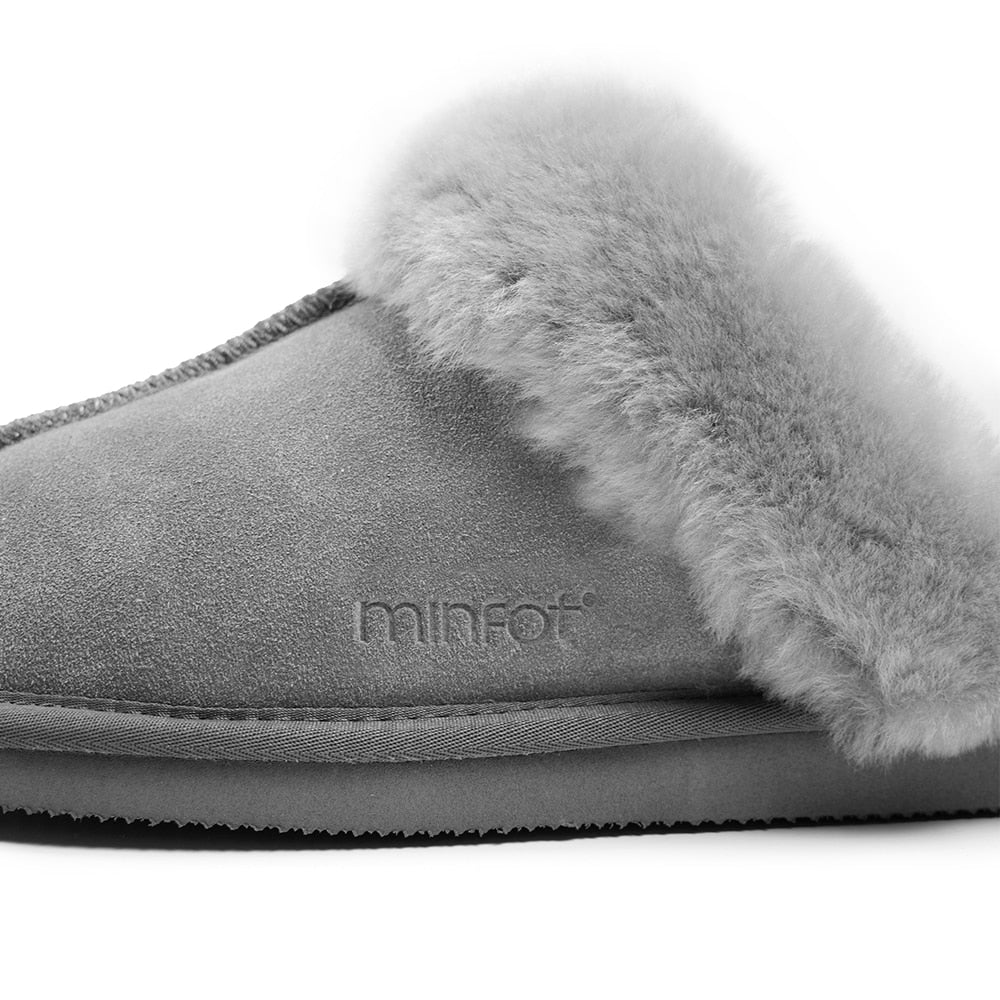 Minfot Saueskinntøfler Slip-on Duved med såle Lysgrå