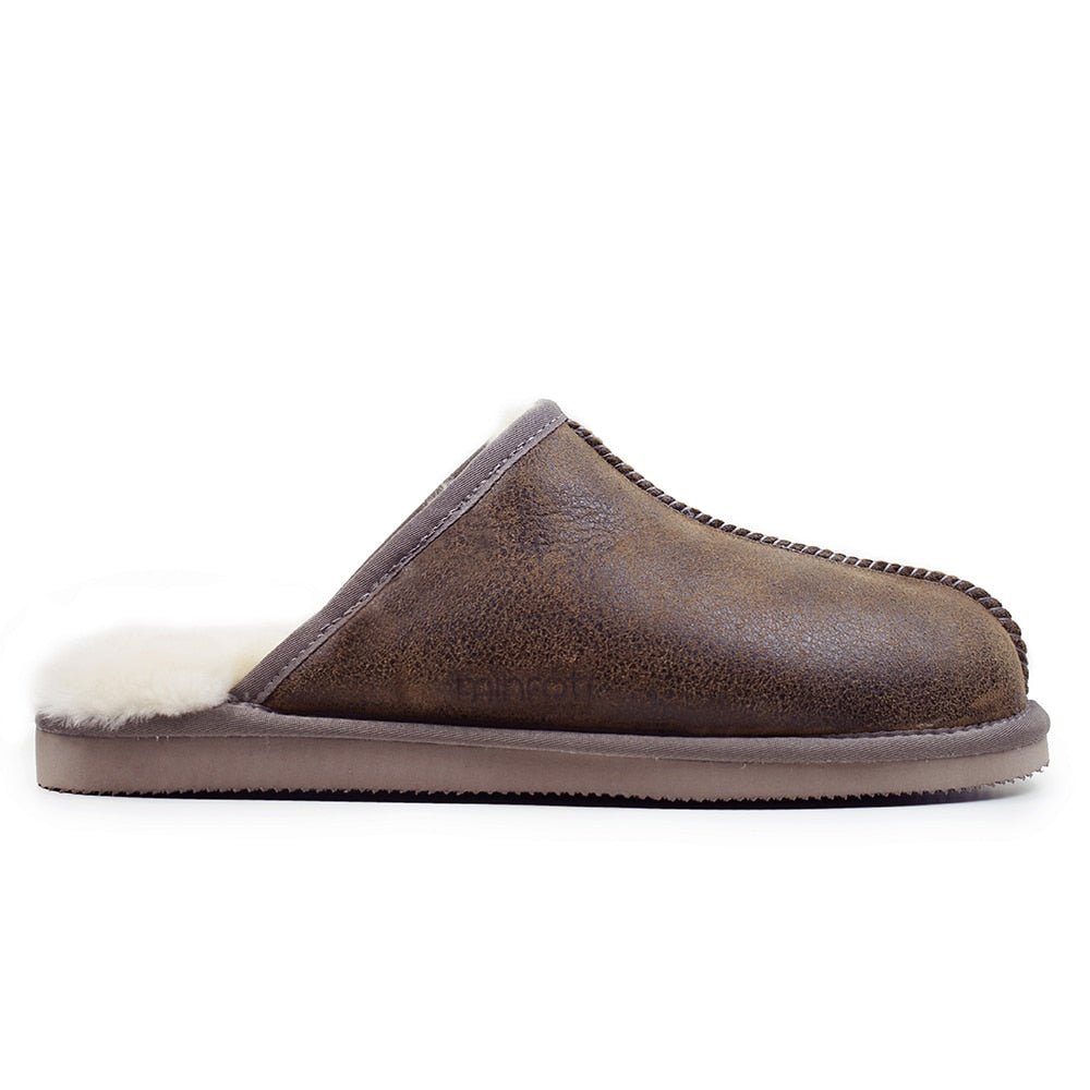 Minfot Saueskinntøfler Slip-on Orust med såle Waxed Stone