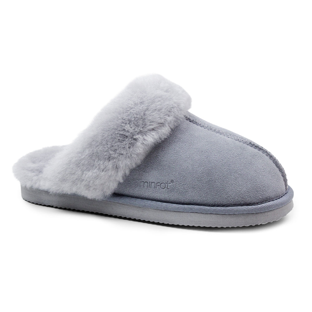 Minfot Saueskinntøfler Slip-on Duved med såle Grå