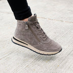 Minfot Luna Høy Sneaker Dame Semsket skinn Taupe