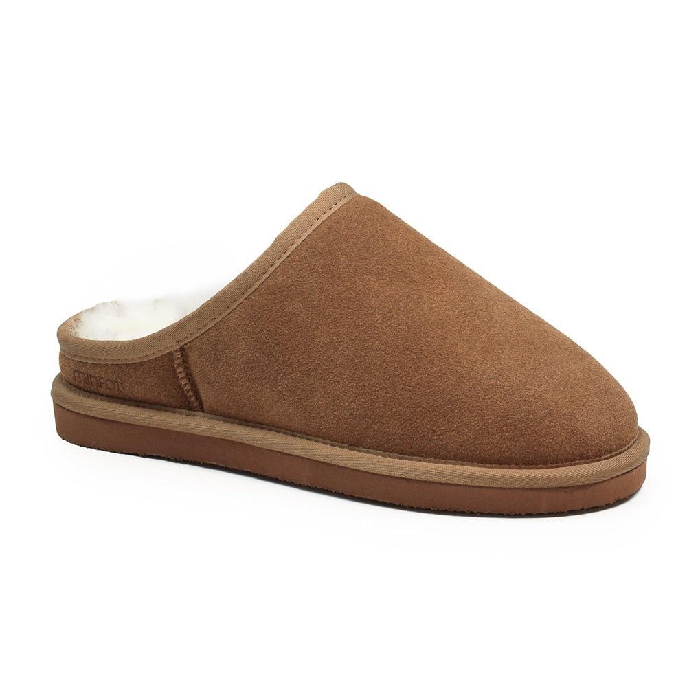 Minfot Saueskinnstøfler Vejle med såle Chestnut