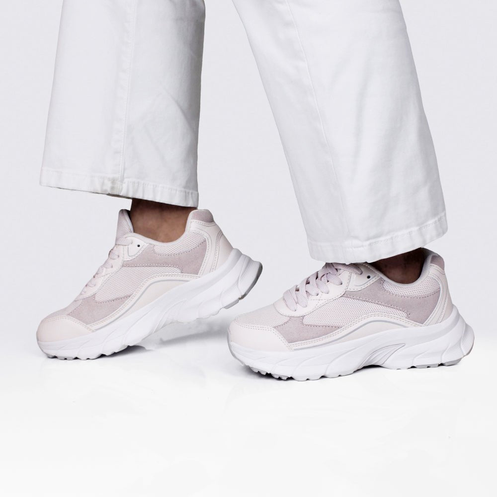 Minfot Joy Sneakers Dame Mesh Semsket skinn Rosa
