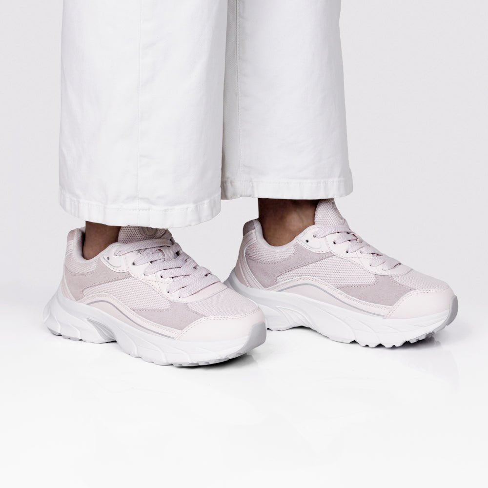 Minfot Joy Sneakers Dame Mesh Semsket skinn Rosa