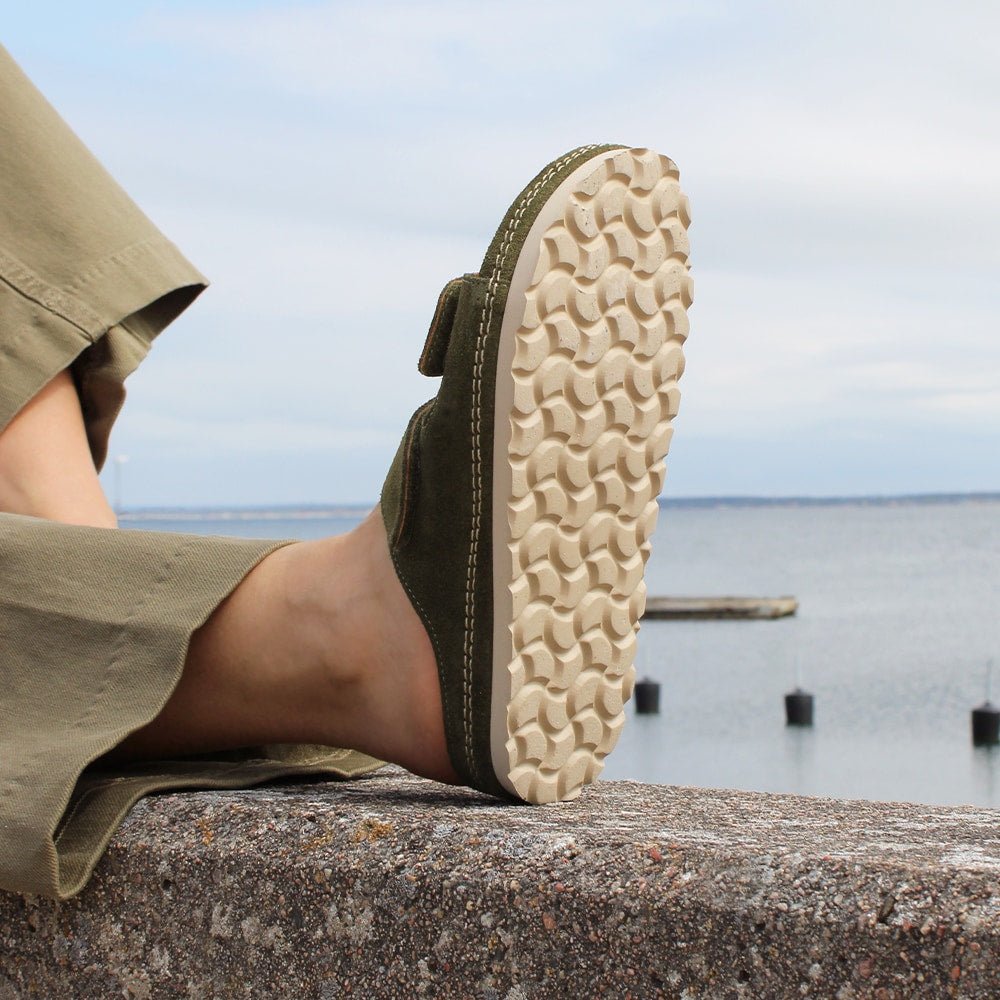 Minfot Luma Sandaler Borrelås Semsket skinn Grøn