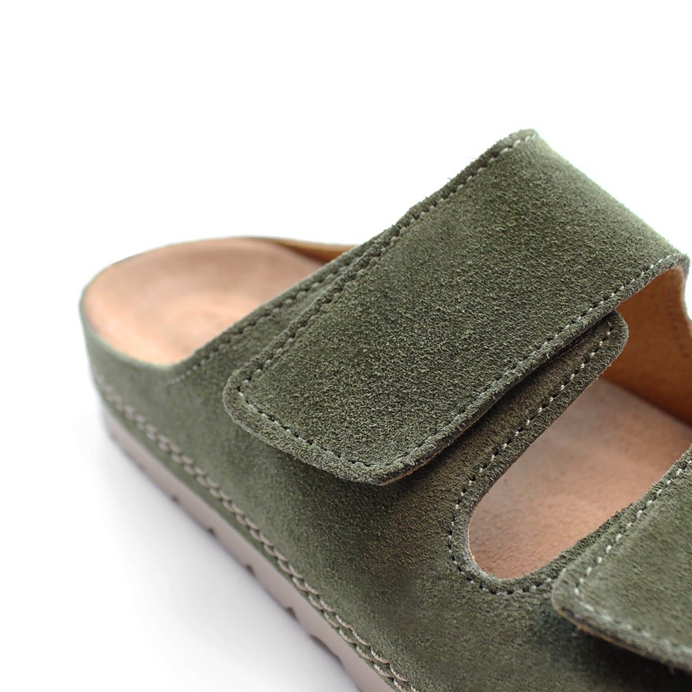 Minfot Luma Sandaler Borrelås Semsket skinn Grøn