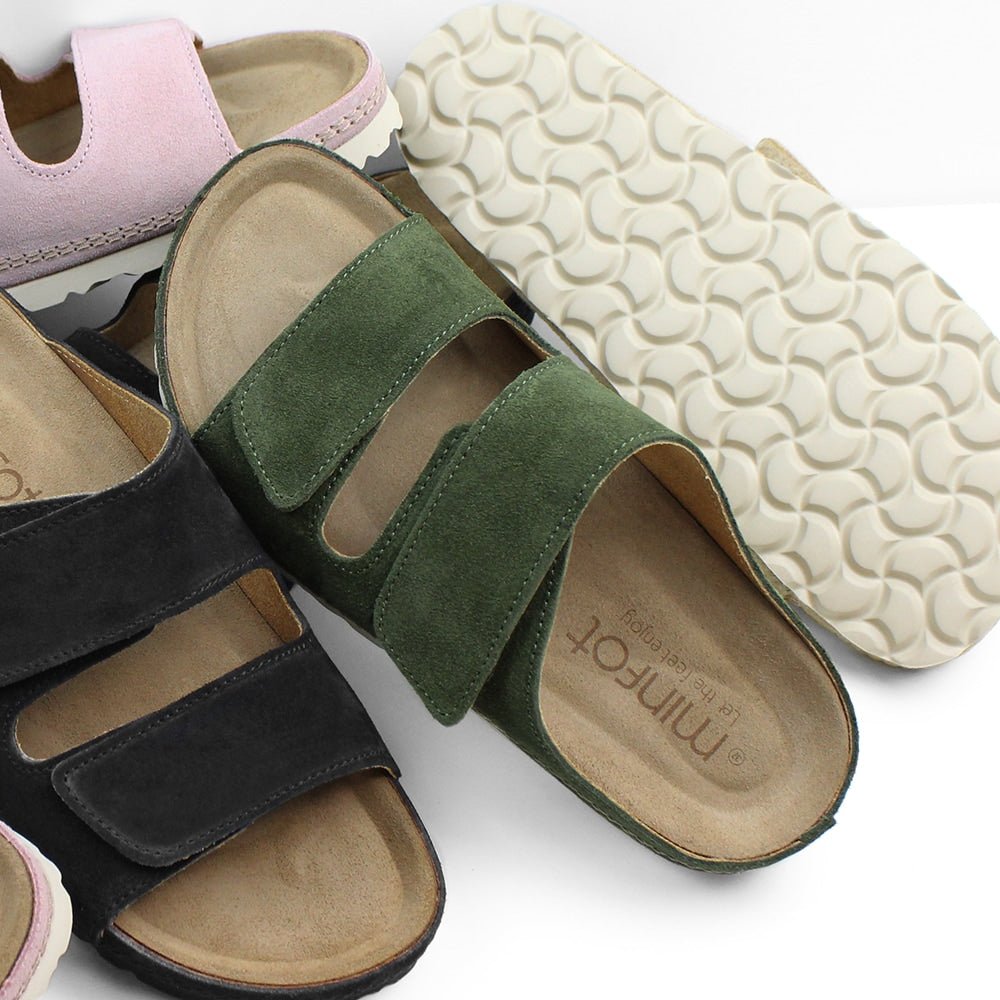 Minfot Luma Sandaler Borrelås Semsket skinn Grøn