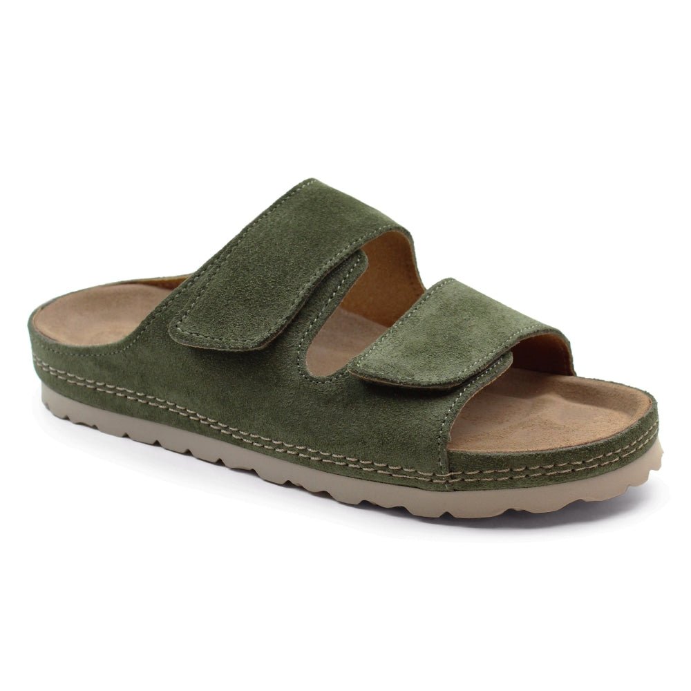 Minfot Luma Sandaler Borrelås Semsket skinn Grøn