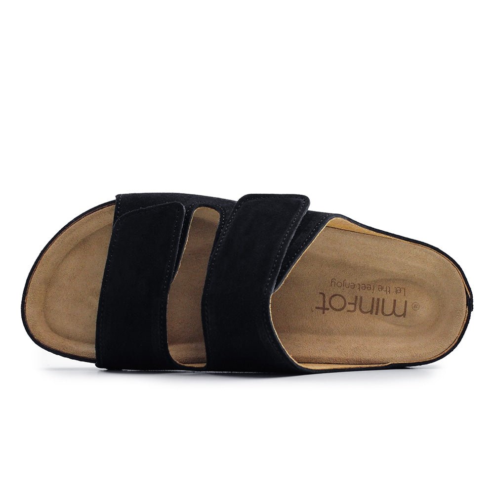 Minfot Luma Sandaler Borrelås Semsket skinn Svart