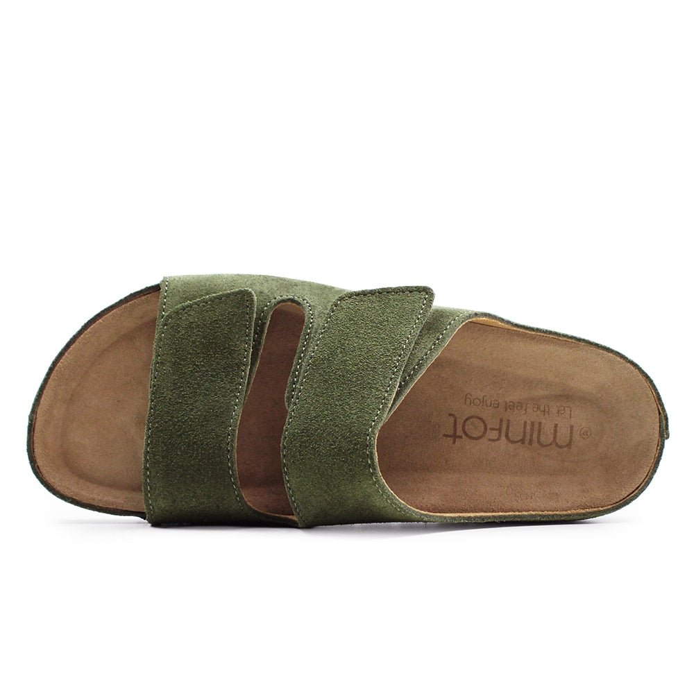 Minfot Luma Sandaler Borrelås Semsket skinn Grøn