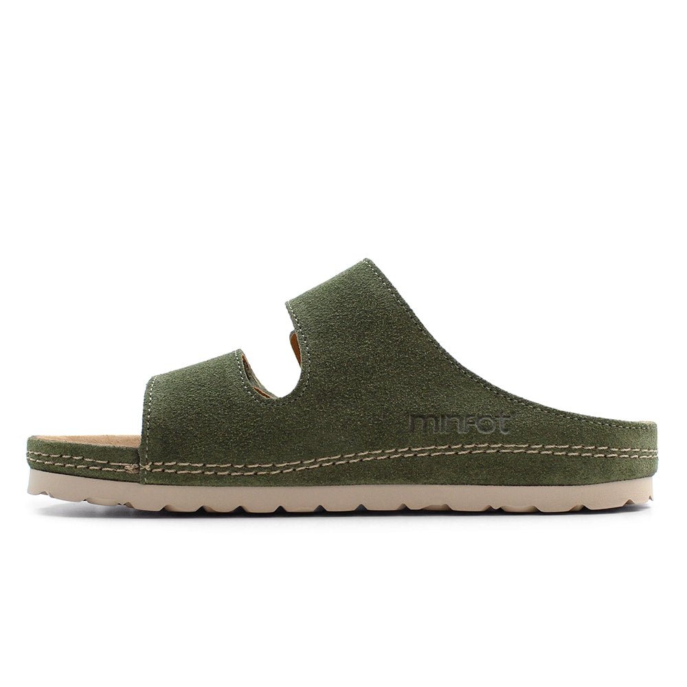 Minfot Luma Sandaler Borrelås Semsket skinn Grøn