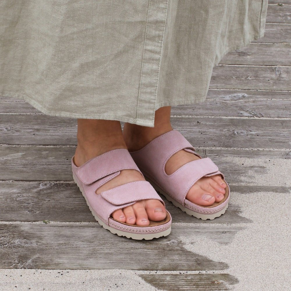 Minfot Luma Sandaler Borrelås Semsket skinn Rosa