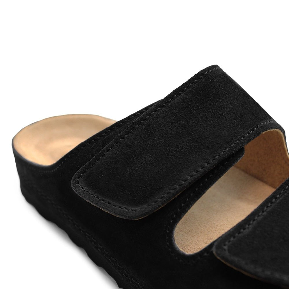 Minfot Luma Sandaler Borrelås Semsket skinn Svart