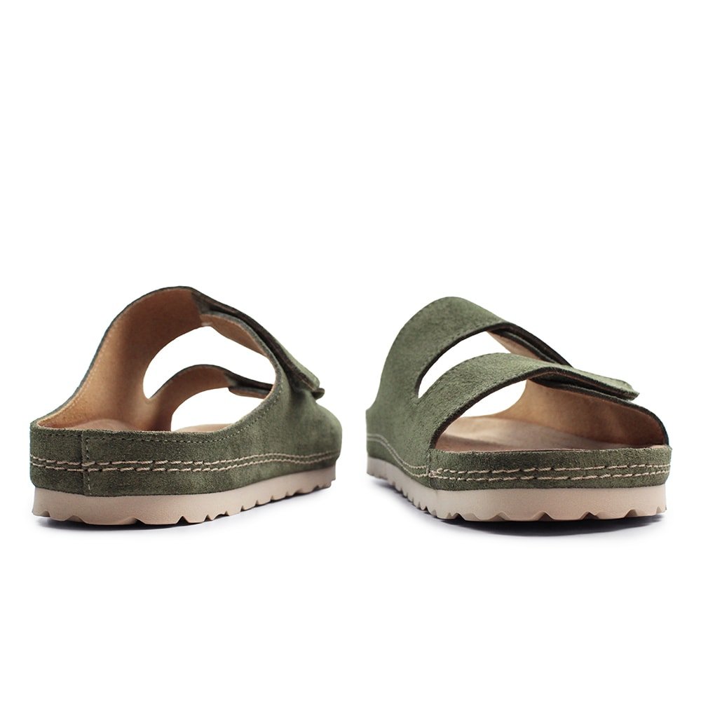 Minfot Luma Sandaler Borrelås Semsket skinn Grøn