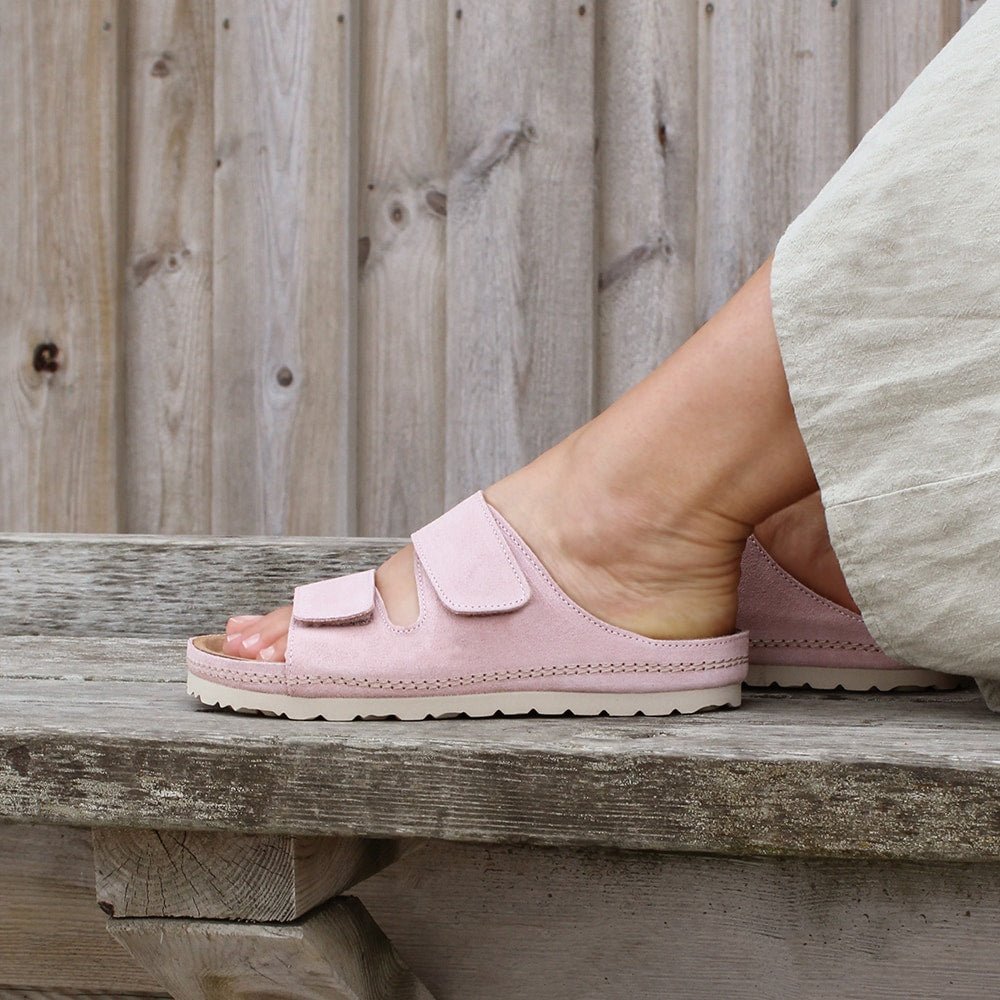 Minfot Luma Sandaler Borrelås Semsket skinn Rosa