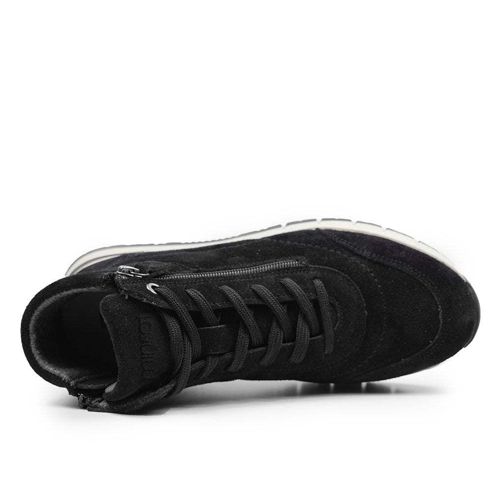 Minfot Luna Høy Sneaker Semsket skinn Svart