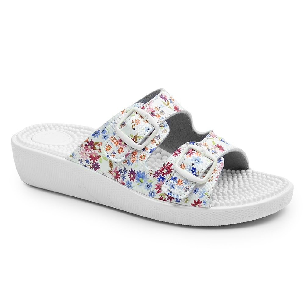 Minfot Massasje Sandaler Blomstret Hvit