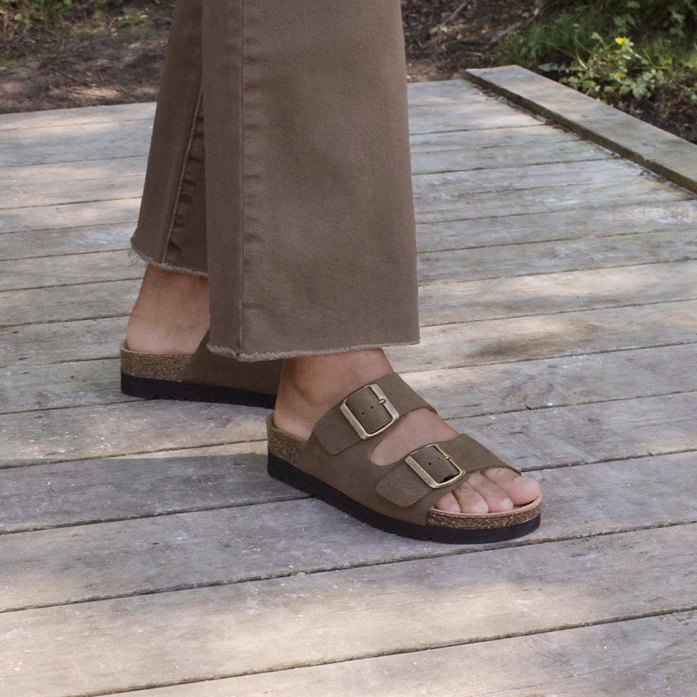 Minfot Moa Sandaler Dame Bio Semsket Skinn Taupe