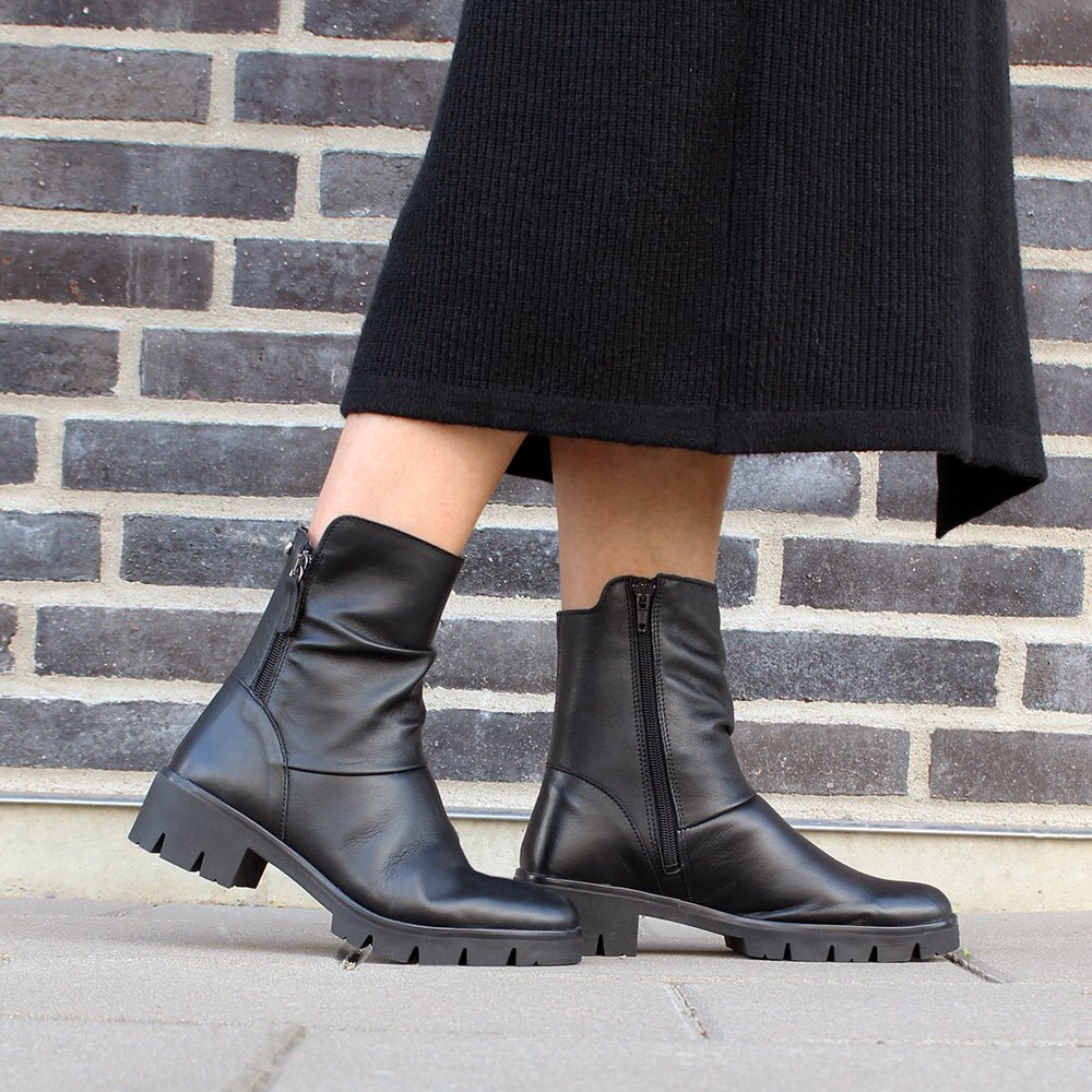 Minfot Noa Boots med zip Stretch Skinn Svart