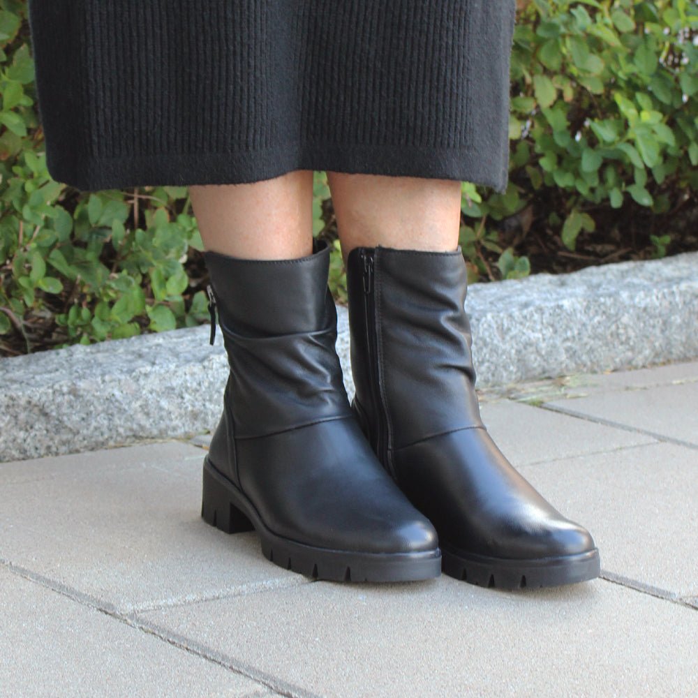 Minfot Noa Boots med zip Stretch Skinn Svart