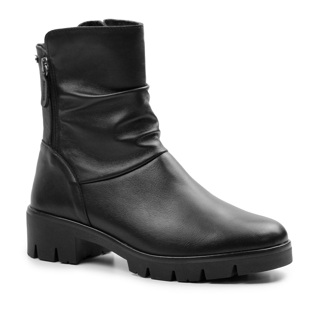 Minfot Noa Boots med låg klack Zip Stretch Lær Svart