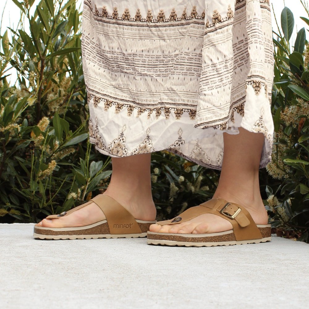 Produktbild 2 - Minfot Noa Sandaler med tådelingsrem i skinn, Primo Soft Beige