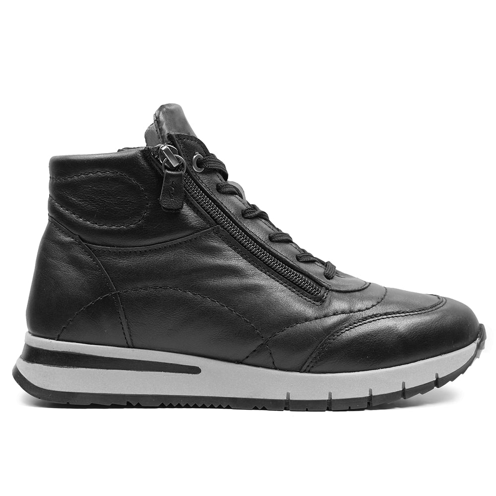 Minfot Pim Hög Sneaker Bred Skinn Svart