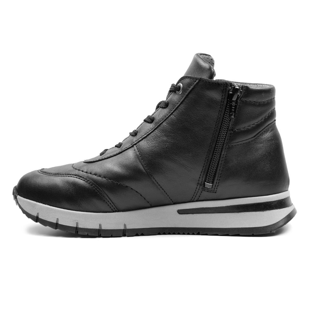 Minfot Pim Høy Sneaker Dame Bred Skinn Svart