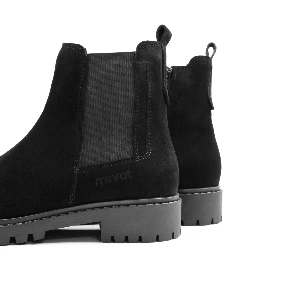 Minfot Ribe Chelsea boots Zip Semsket skinn Svart