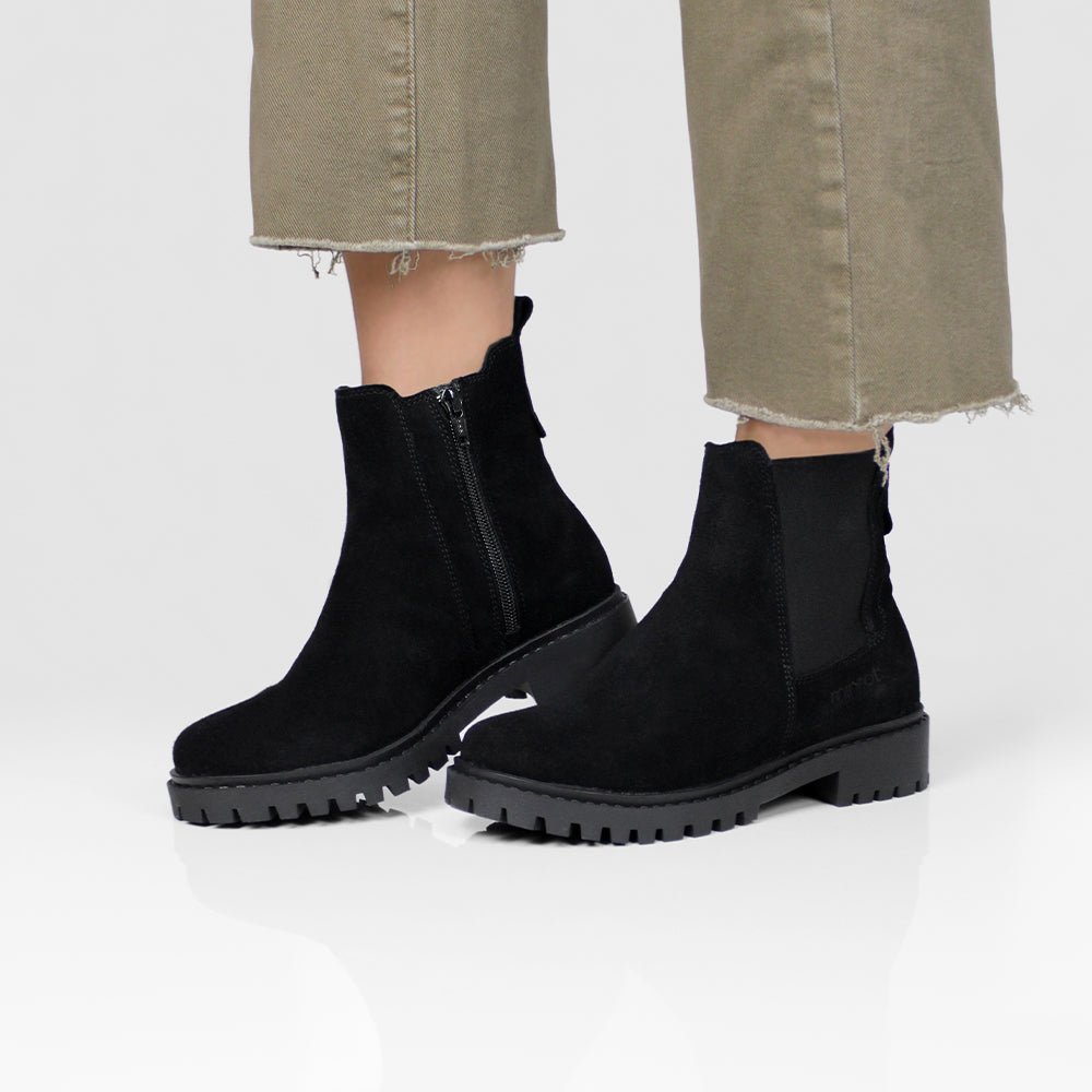 Minfot Ribe Chelsea boots Zip Semsket skinn Svart