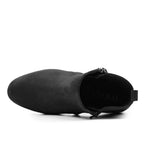 Minfot Rue Boots med klack Dame Dubbelzip Nubuck Svart
