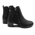 Minfot Rue Boots med klack Dame Dubbelzip Nubuck Svart