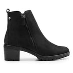 Minfot Rue Boots med klack Dame Dubbelzip Nubuck Svart